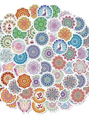 New 50 Pieces Colourful Diwali Mandala Stickers